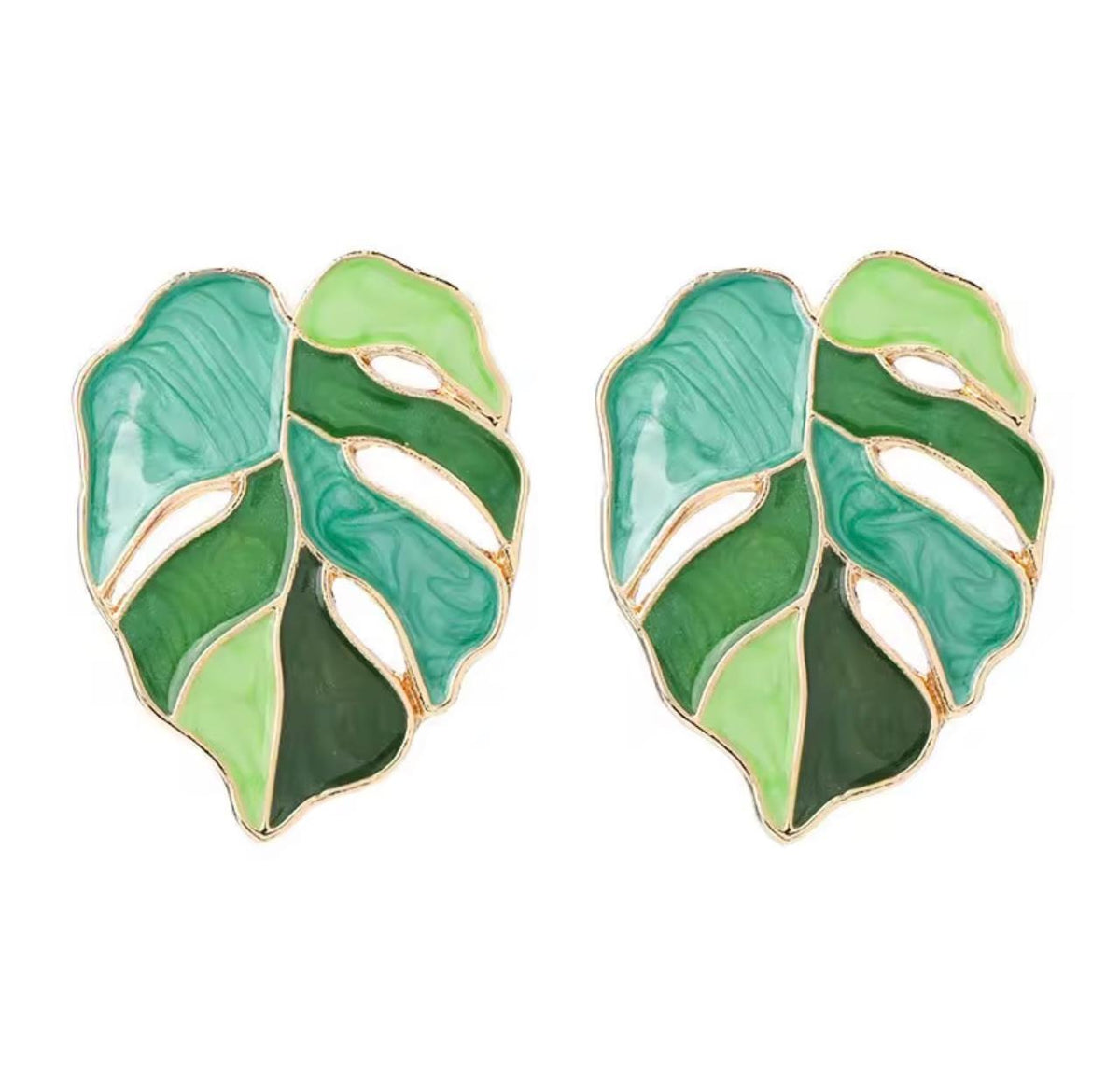 Green muse leaf earrings