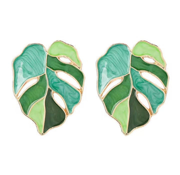Green muse leaf earrings